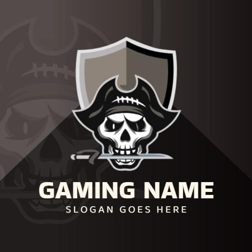 Bold Black and Gray Pirate Skull Design for Esports Logo Template