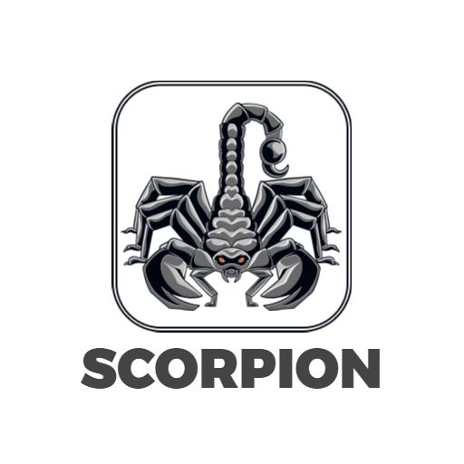 Bold Black and Gray Scorpion Design Showcasing Strength Logo Template