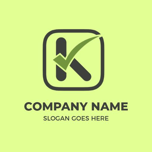 Bold Black and Green K Letter Design with Checkmark Logo Template