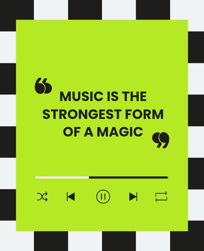 Bold Black and Green Musical Quote Poster Template