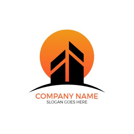 Bold Black and Orange Company Building Structure Logo Template