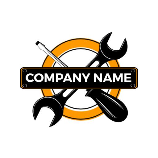 Bold Black and Orange Hardware Tools Design Logo Template