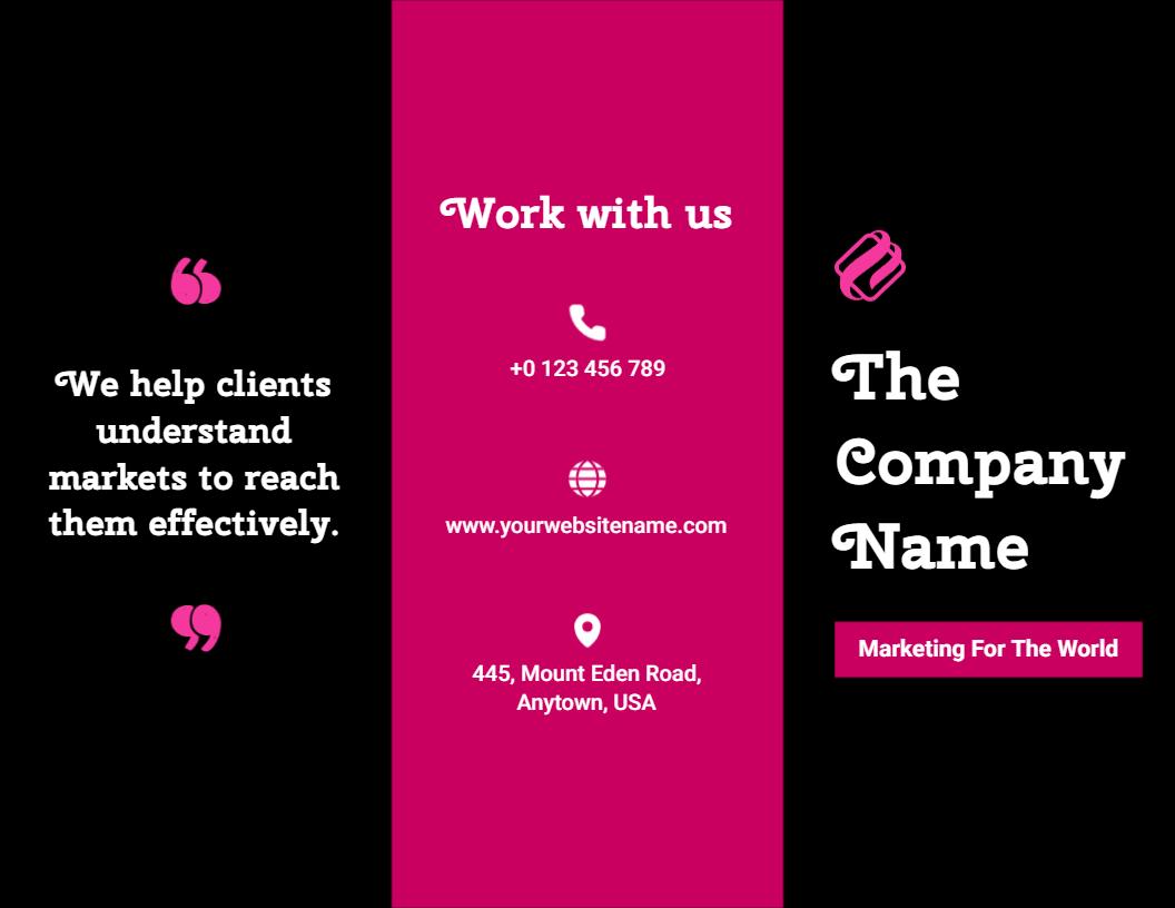 Bold Black and Pink Marketing Company Services Brochure Template