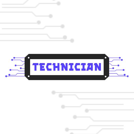 Bold Black and Purple Circuit Design for Technician Logo Template