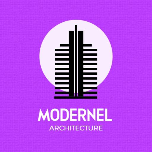 Bold Black and Purple Modern Architecture Inspired Logo Template