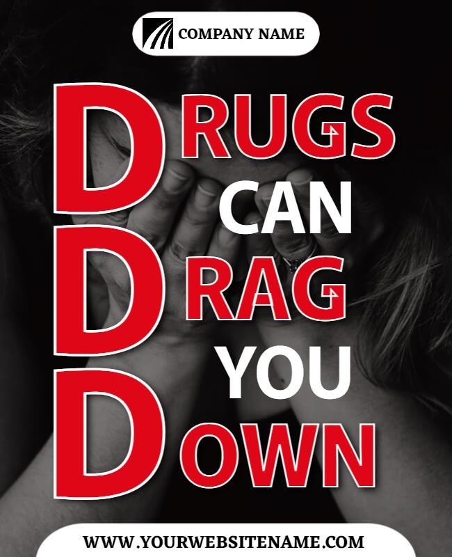 Bold Black and Red Anti-Drug Awareness Poster Template