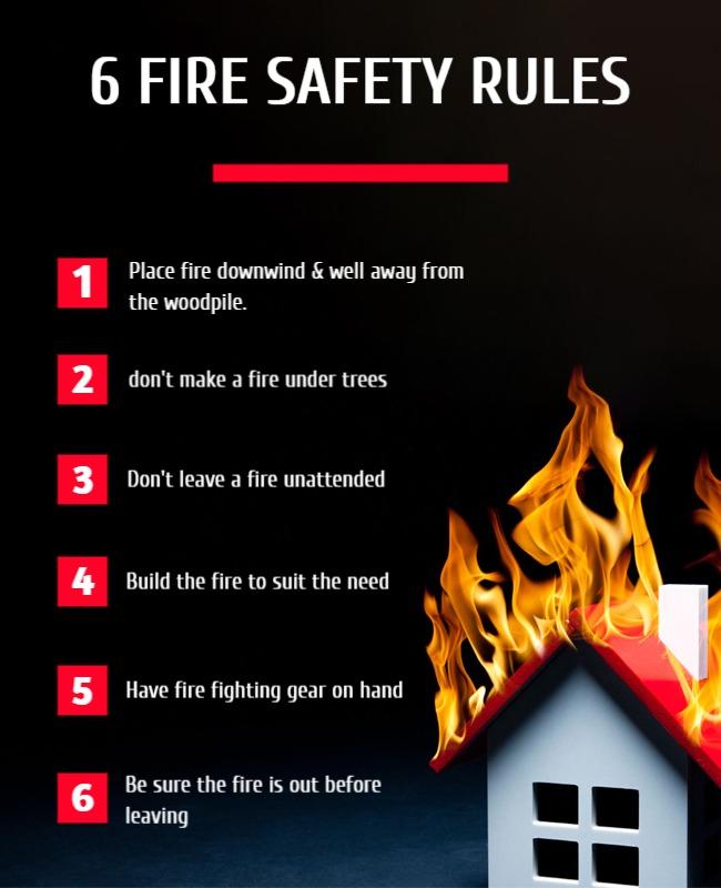 Bold Black and Red Fire Safety Rules Poster Template