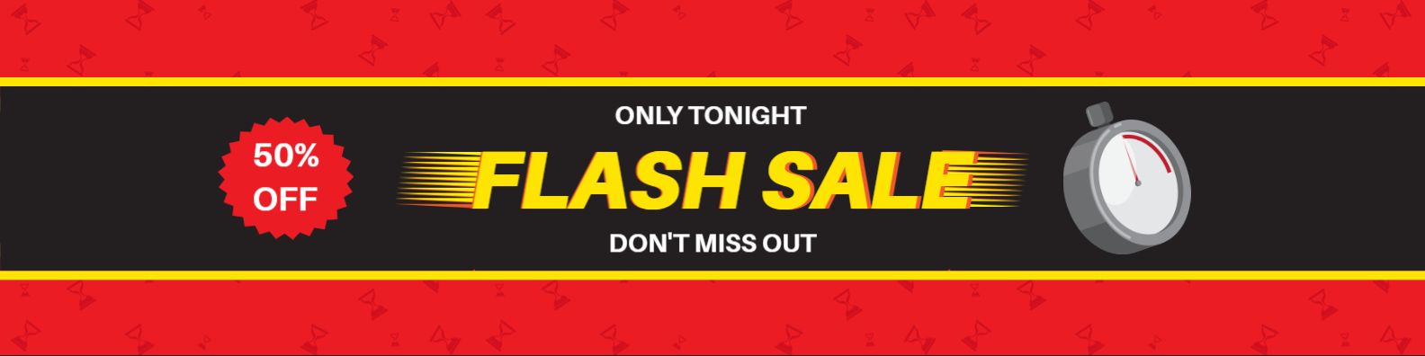 Bold Black and Red Flash Sale Announcement for Sales Banner Template
