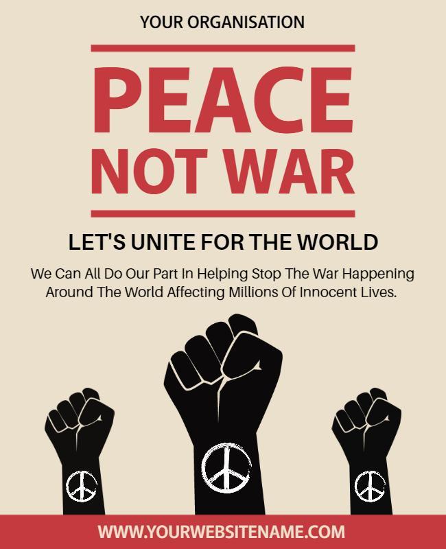 Bold Black and Red Peace Activism Awareness Poster Template