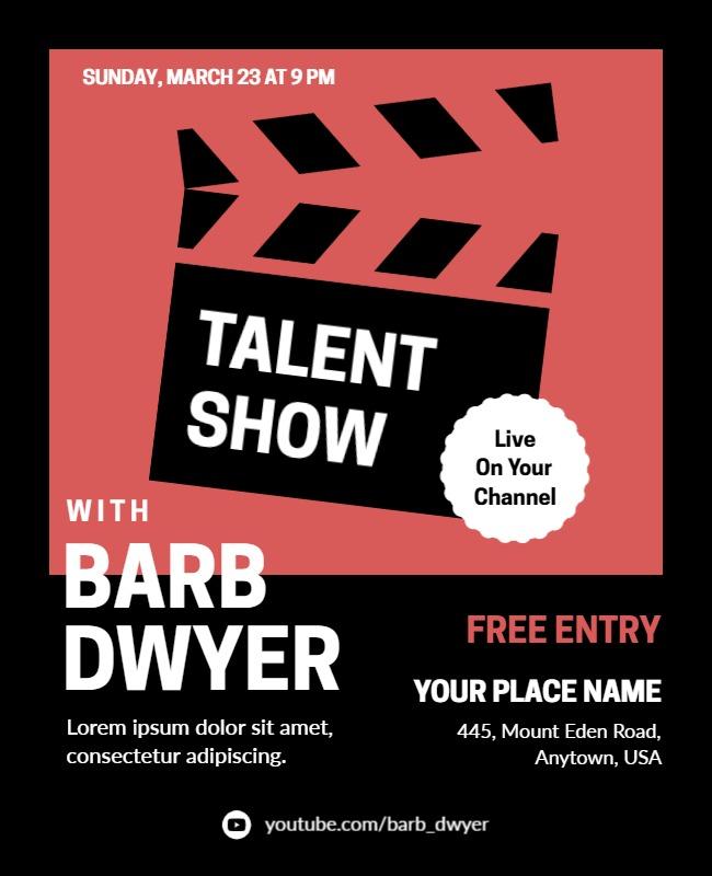 Bold Black and Red Talent Show Video Streaming Poster Template