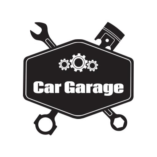 Bold Black and Silver Icon Design for Car Garage Logo Template