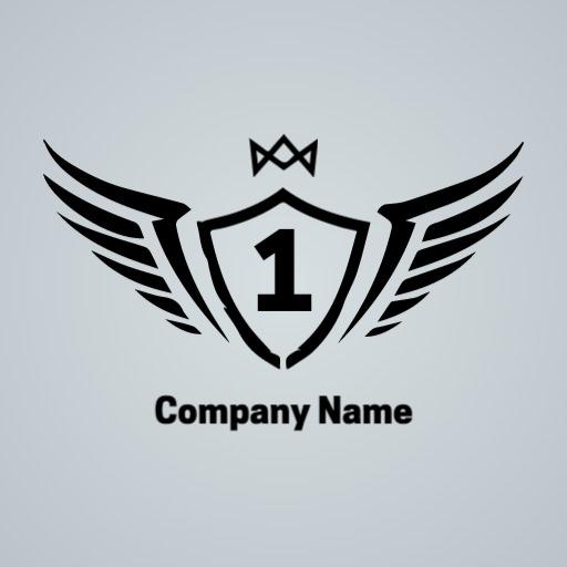 Bold Black and Silver Winged Champion Crest Logo Template