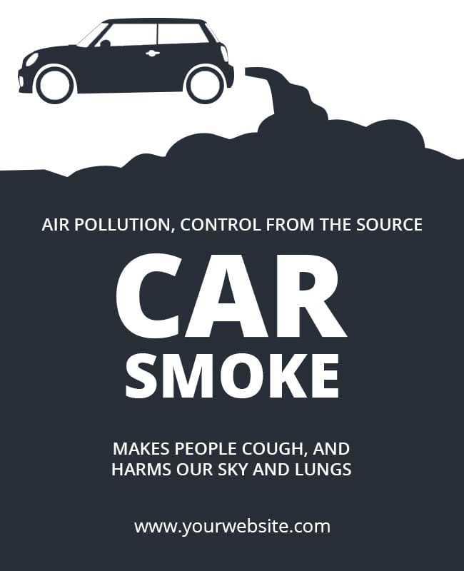Bold Black and White Car Pollution Awareness Poster Template