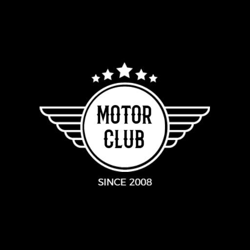 Bold Black and White Motor Club with Classic Wing Design Logo Template