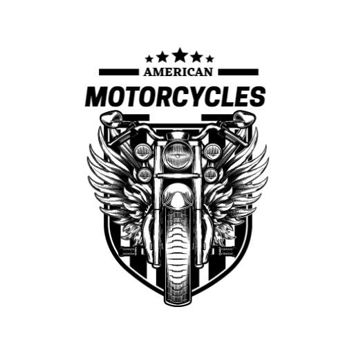 Bold Black and White Motorcycle Design Celebrating American Motorcycles Logo Template