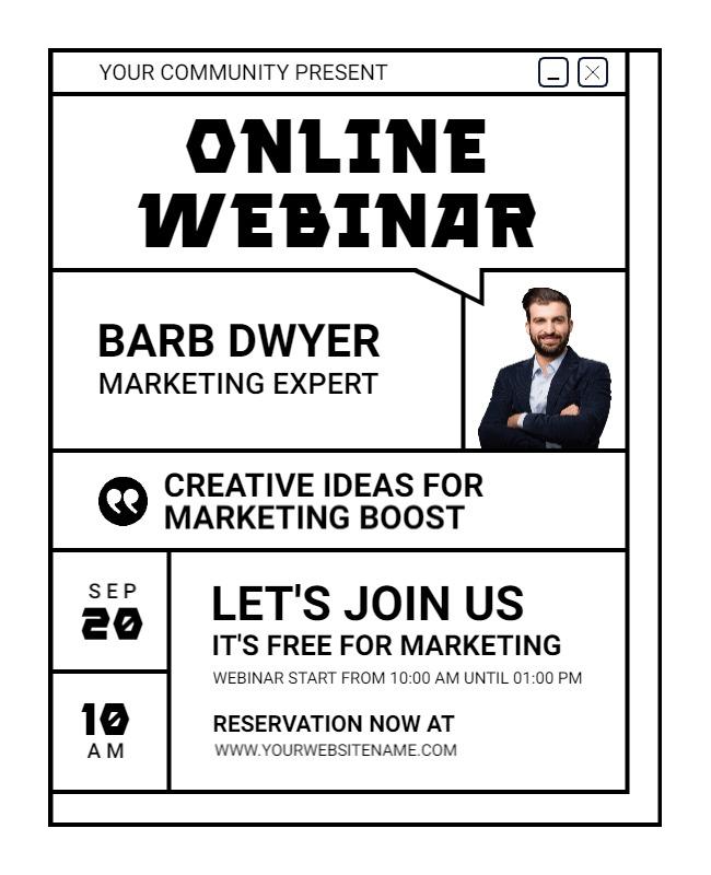 Bold Black and White Online Marketing Webinar Poster Template