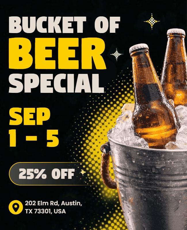 Bold Black and Yellow Bucket of Beer Flyer Template