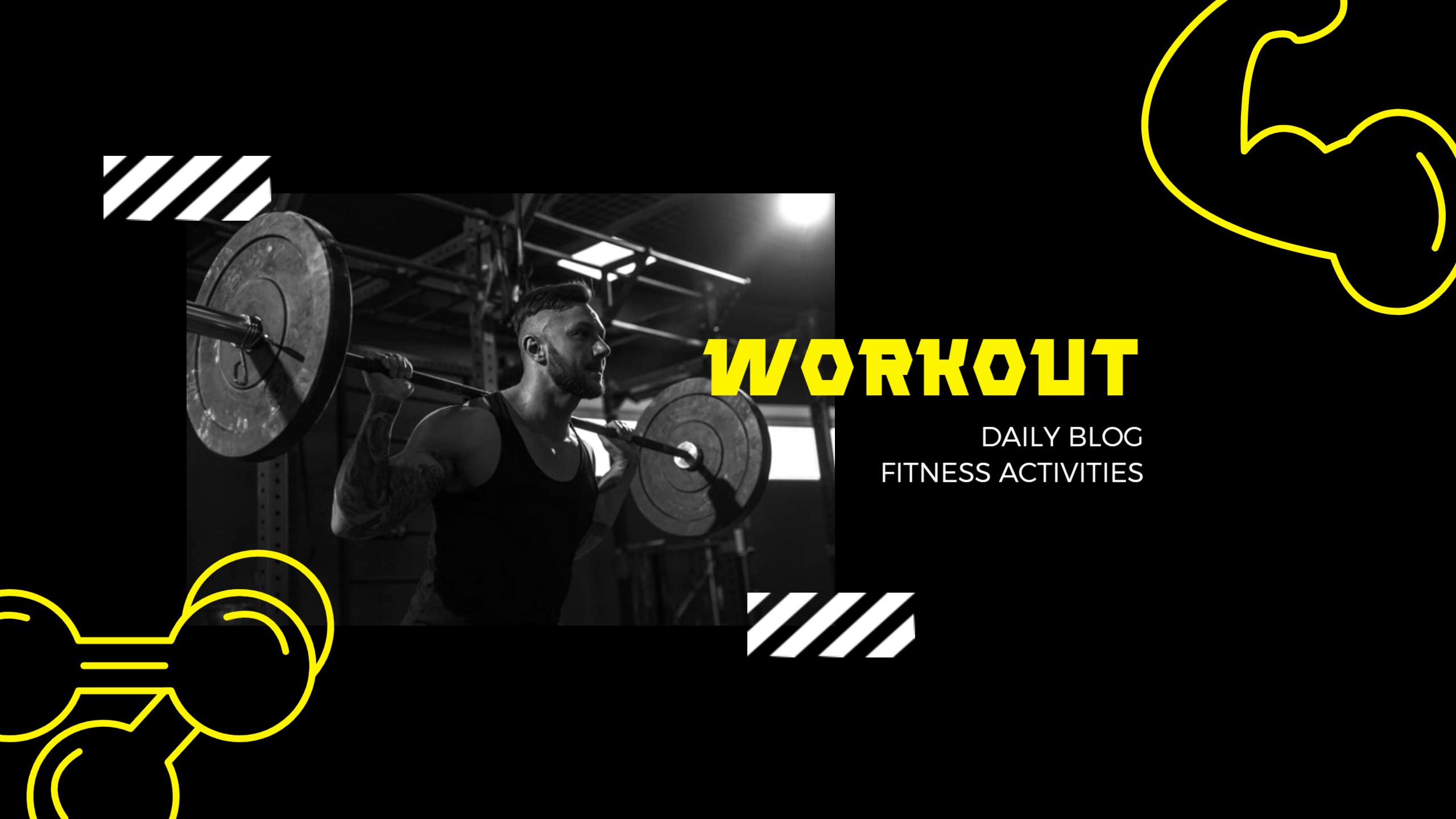 Bold Black and Yellow Fitness Workout Routine YouTube Banner Template