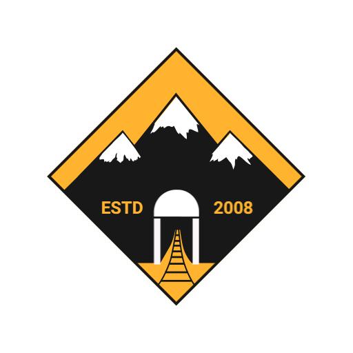 Bold Black and Yellow Mining Adventure Logo Featuring Mountains Logo Template