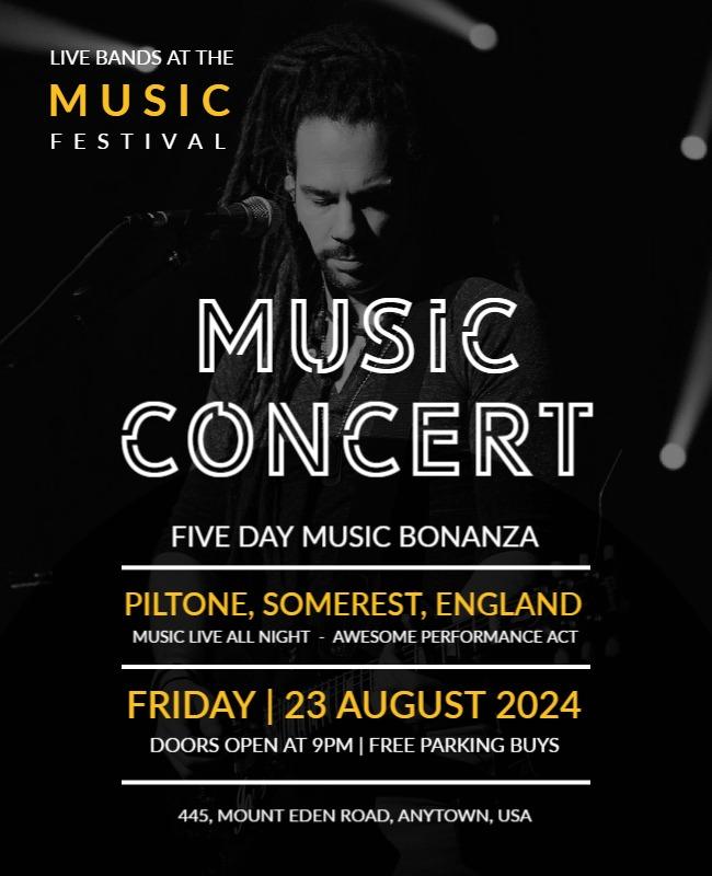 Bold Black and Yellow Music Concert Festival Poster Template