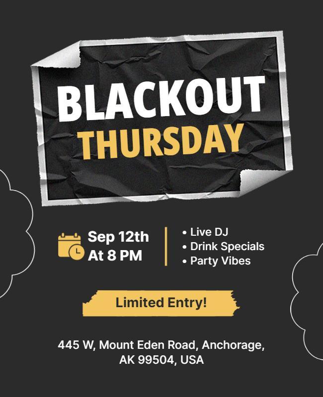 Bold Black and Yellow Night Party Event Poster Template