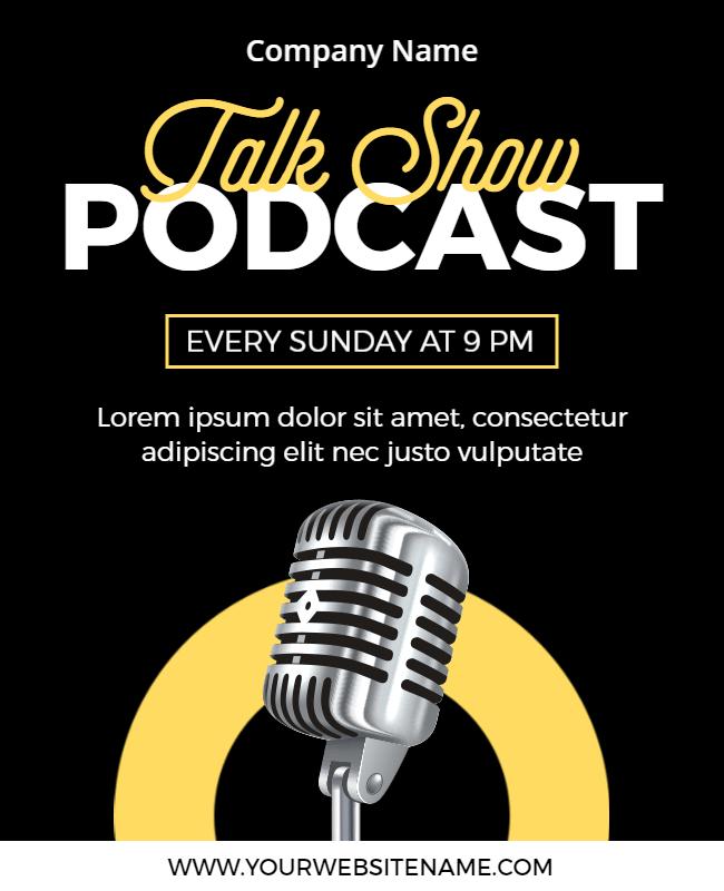 Bold Black and Yellow Talk Show Podcast Flyer Template