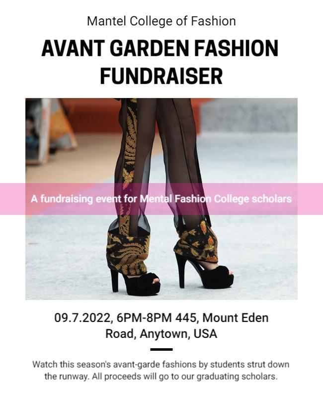 Bold Black Avant-Garde Fashion Fundraiser Poster Template