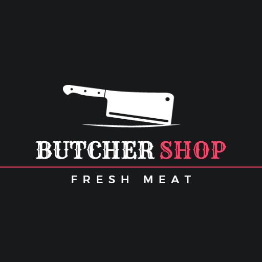 Bold Black Background with Butcher Shop Fresh Meat Logo Template