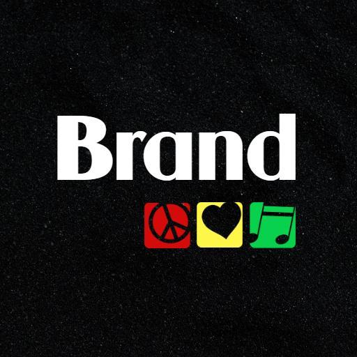 Bold Black Background with Colorful Reggae Symbols Logo Template