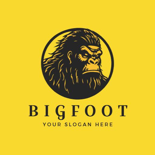 Bold Black Bigfoot Design with Vibrant Yellow Background Logo Template