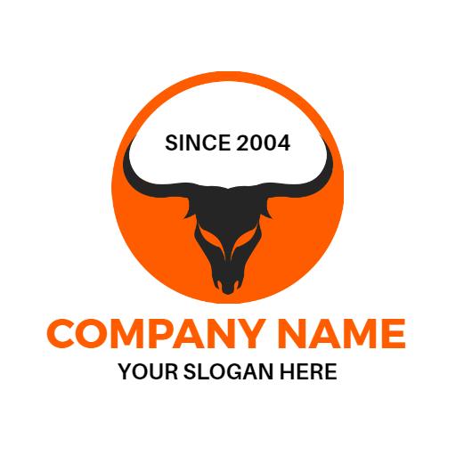 Bold Black Bull Icon Representing Strong Beast Logo Template