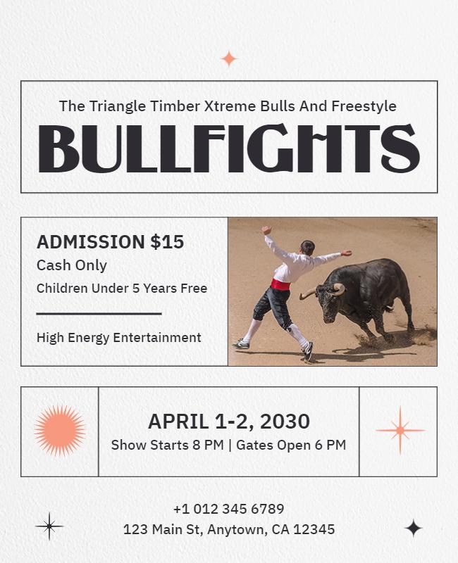 Bold Black Bullfighting Show with Dynamic Action Poster Template