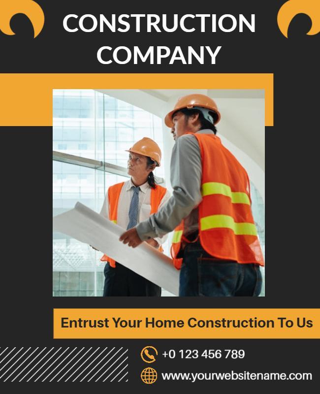 Bold Black Construction Company Partnership Flyer Template