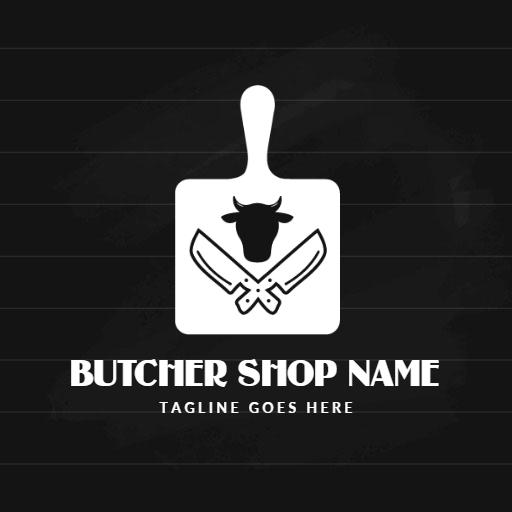 Bold Black Cutting Board Design Symbolizing Butcher Shop Logo Template