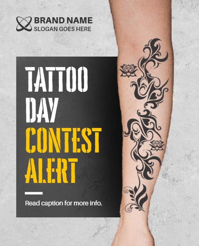 Bold Black Floral Tattoo Contest Announcement Poster Template
