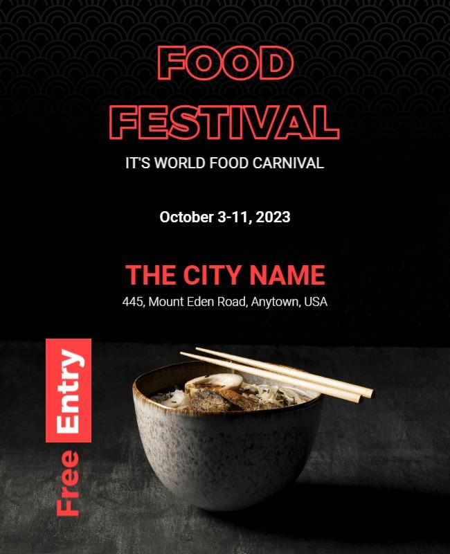 Bold Black Food Festival Celebration Poster Template