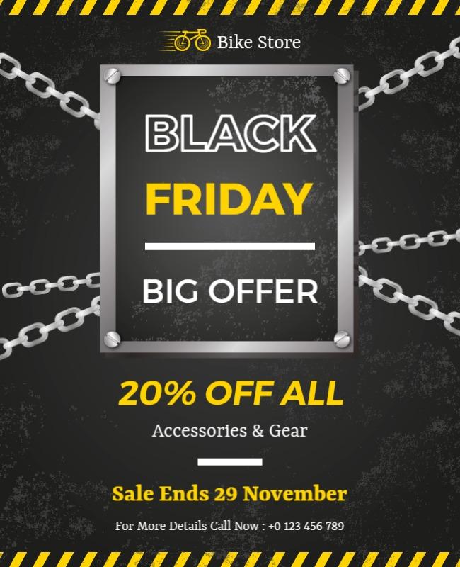 Bold Black Friday Bike Store Sale Offer Poster Template