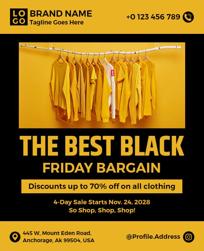 Bold Black Friday Clothing Sale Promotions Poster Template