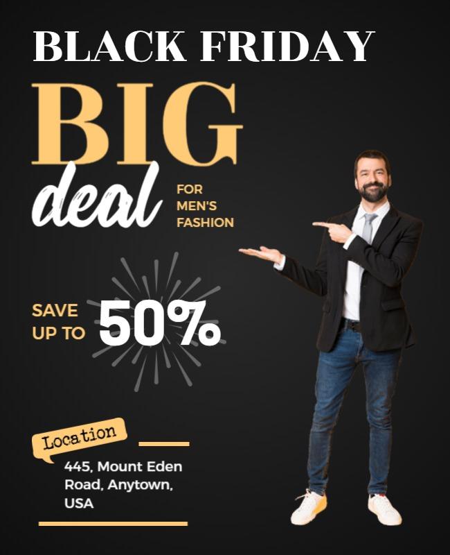 Bold Black Friday Men’s Fashion Sale Event Poster Template