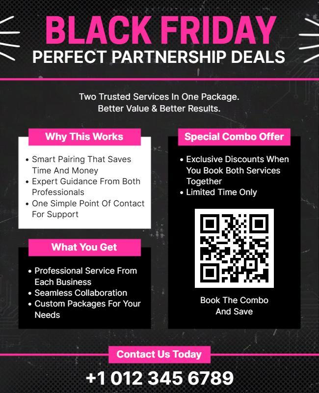 Bold Black Friday Partnership Deals Promotion Flyer Template