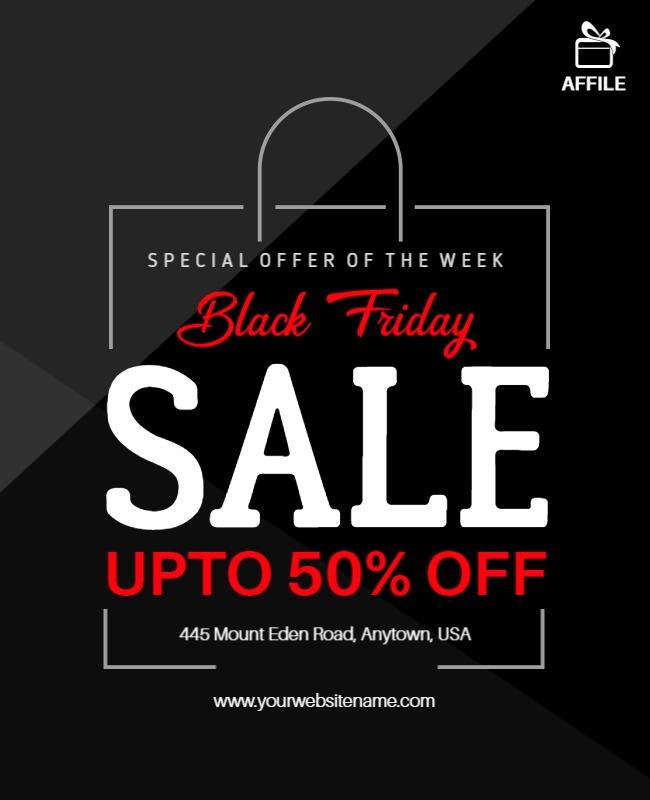 Bold Black Friday Sale Discount Promotional Poster Template