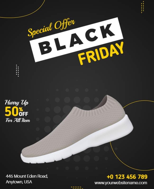 Bold Black Friday Sale for Fashion Sneakers Poster Template