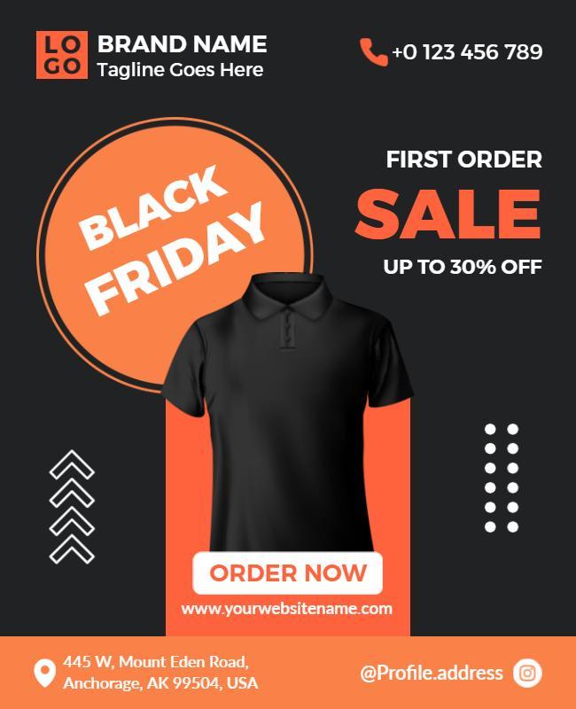Bold Black Friday Sale Offer with Vibrant Orange Accents Poster Template