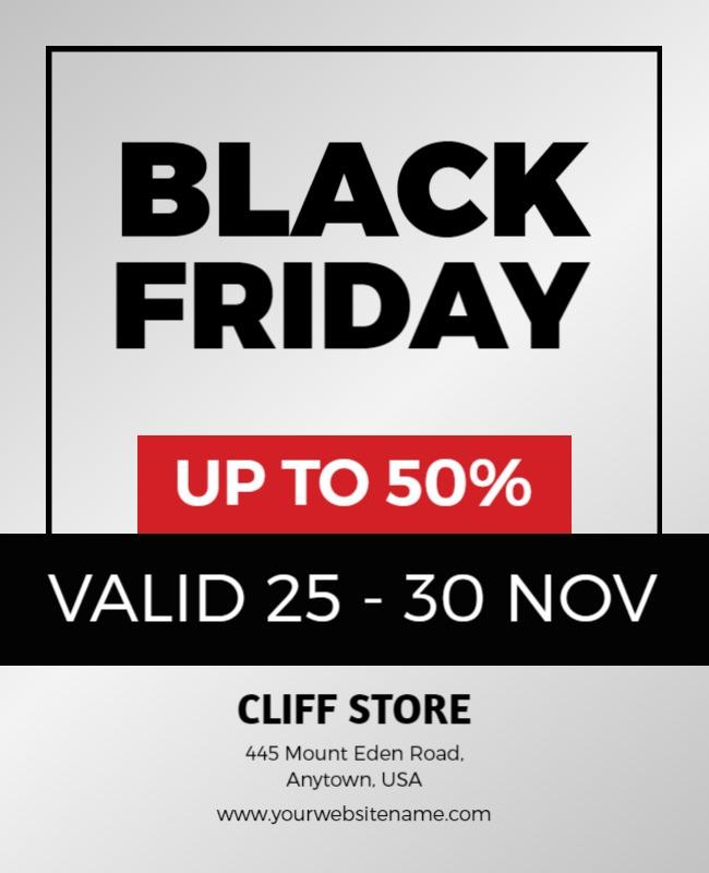 Bold Black Friday Sales Discount Promotional Poster Template