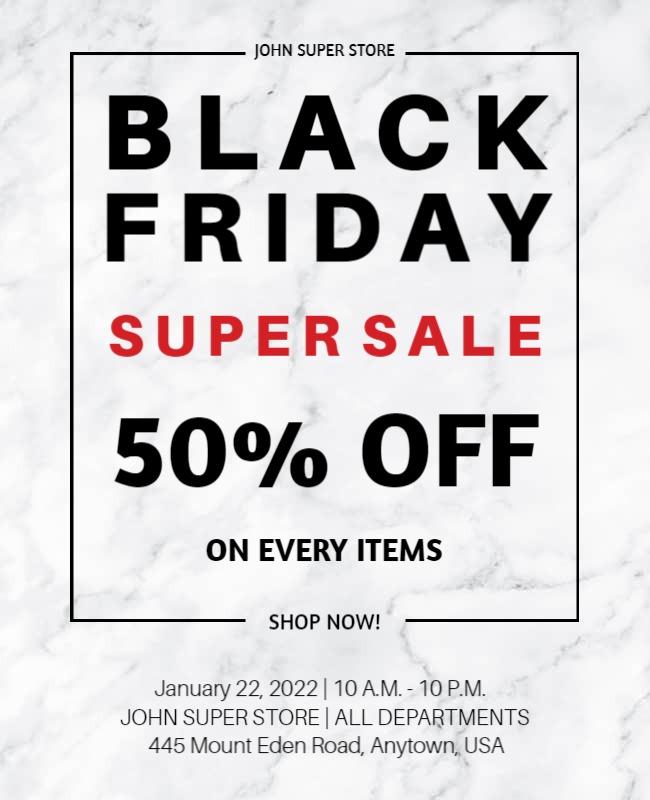 Bold Black Friday Super Sale Announcement Poster Template
