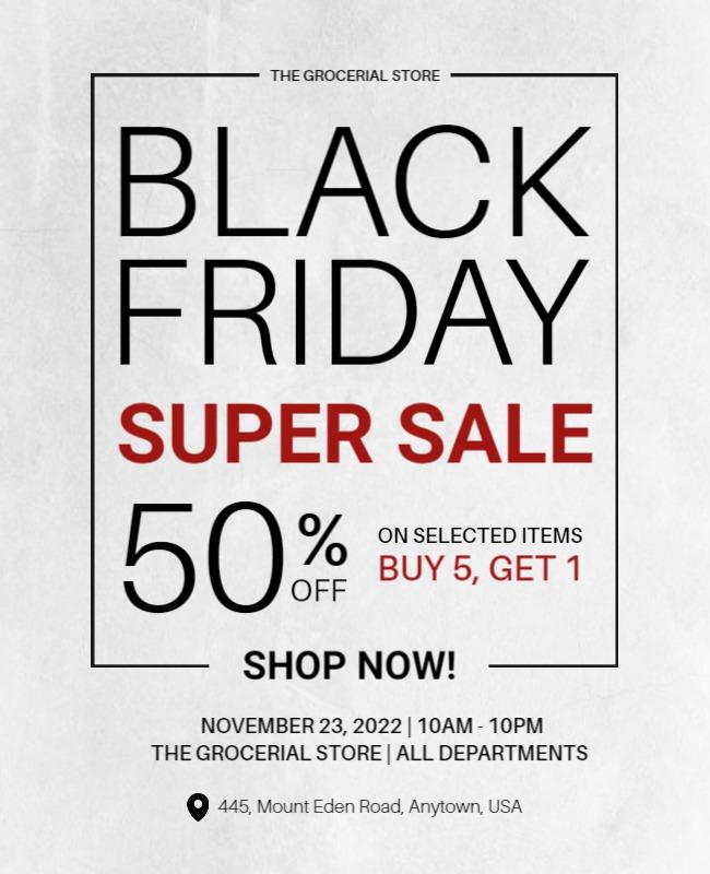 Bold Black Friday Super Sale Discount Poster Template