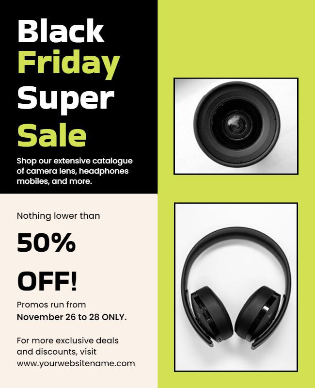 Bold Black Friday Tech Sale Promotion Poster Template