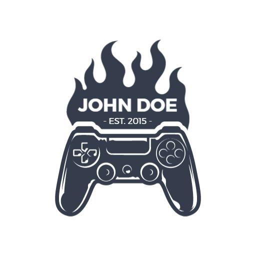 Bold Black Gaming Controller Design with Fiery Elements Logo Template