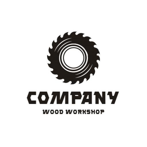 Bold Black Gear Design Representing Wood Workshop Logo Template