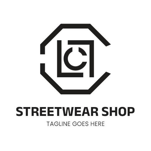 Bold Black Geometric Design for Modern Streetwear Logo Template